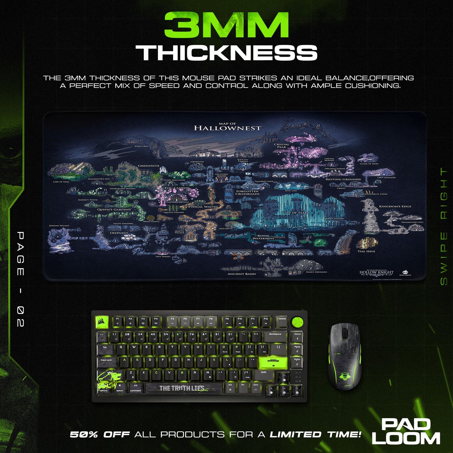 Hollow Knight – Hallownest Map Mouse Pad, Game Gamer Desk Mat Padloom