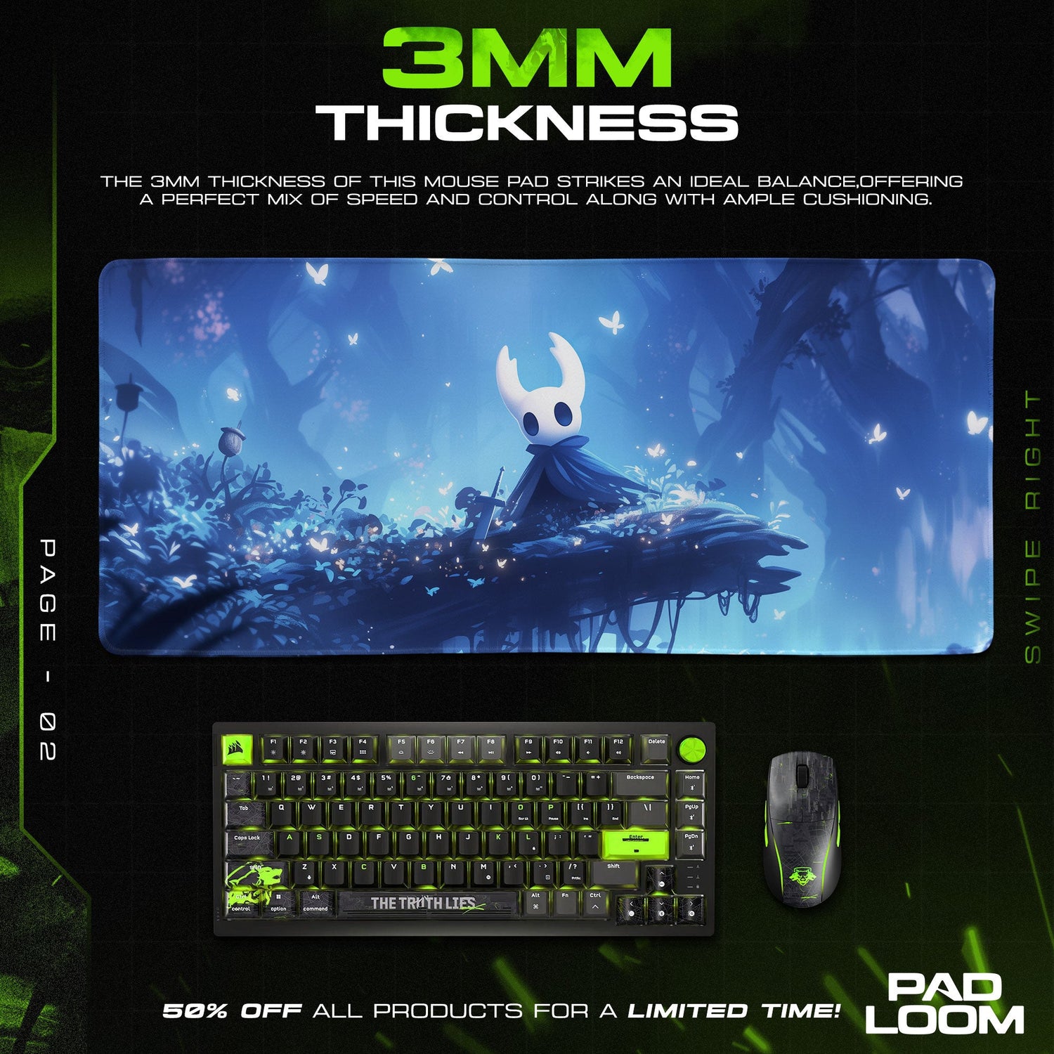 Hollow Knight – Lush Grove Light Mouse Pad, Game Gamer Desk Mat Padloom