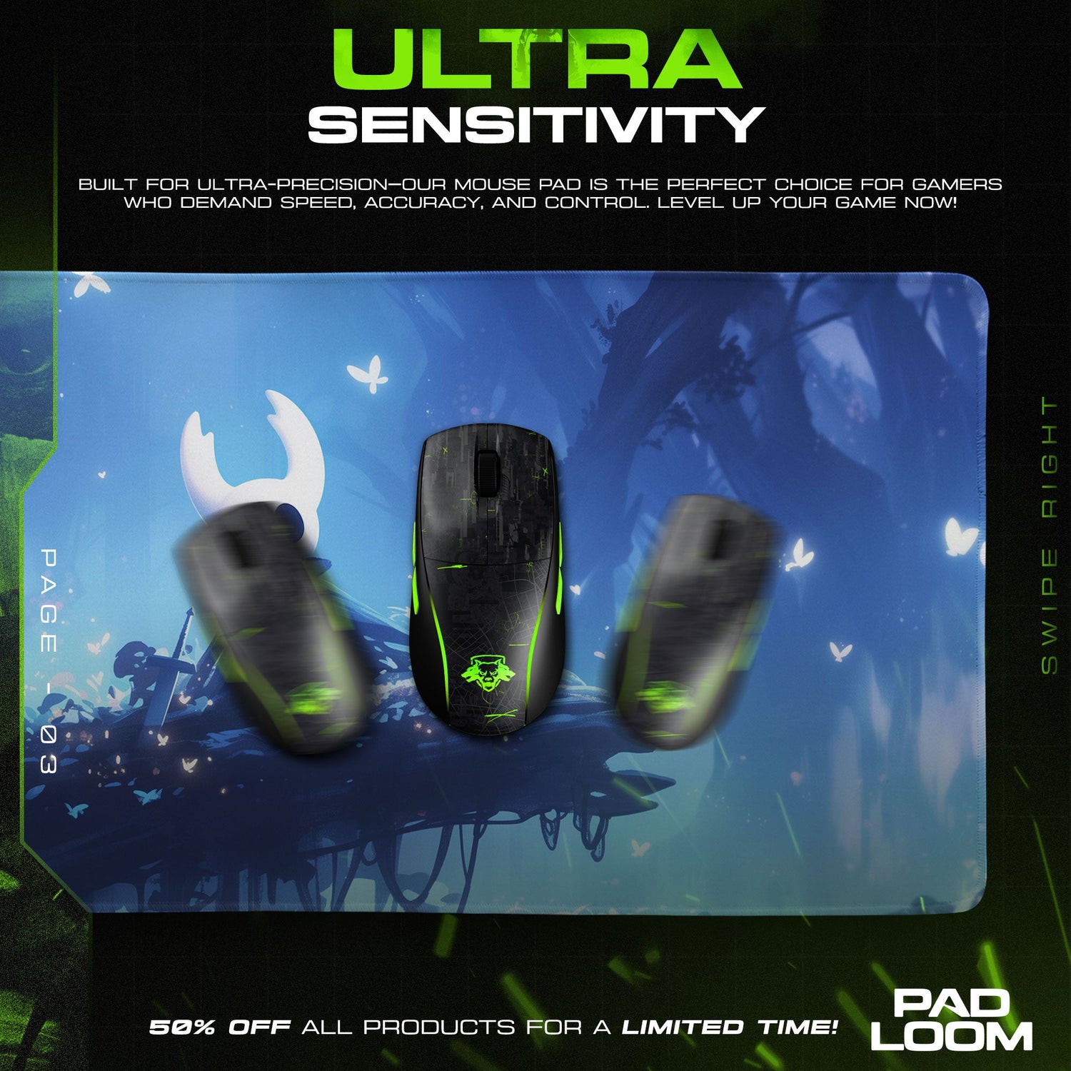 Hollow Knight – Lush Grove Light Mouse Pad, Game Gamer Desk Mat Padloom