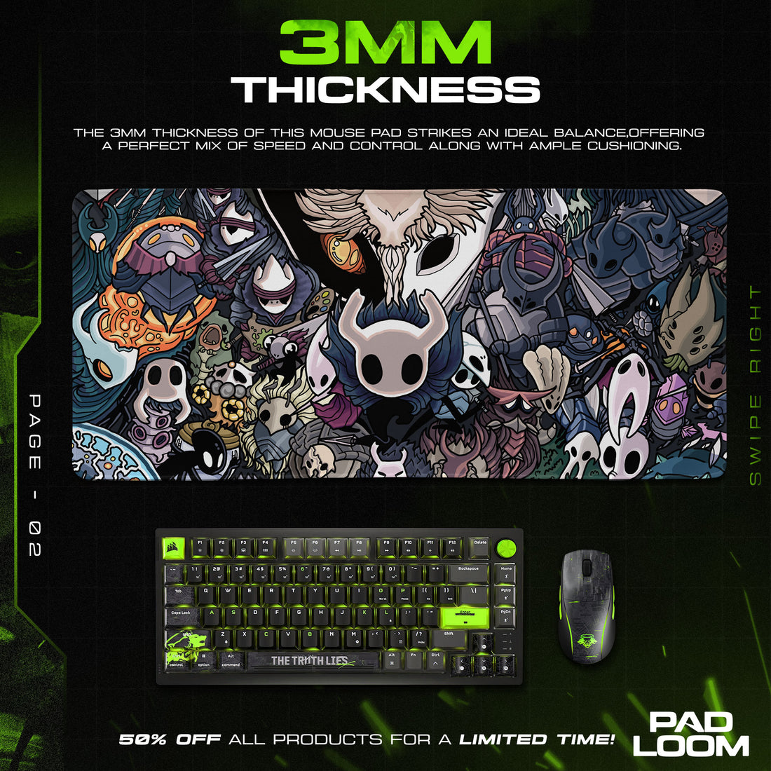 Hollow Knight – Masked Legends Mouse Pad, Game Gamer Desk Mat