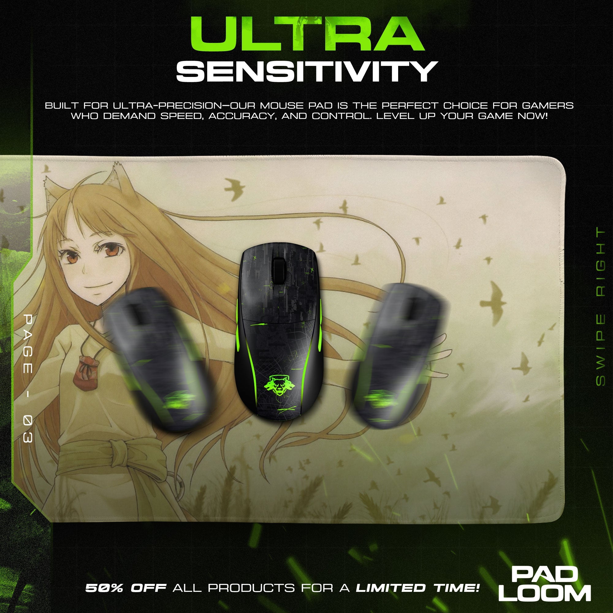 Holo Spice and Wolf Mouse Pad - Autumn Breeze Anime Desk Mat Padloom