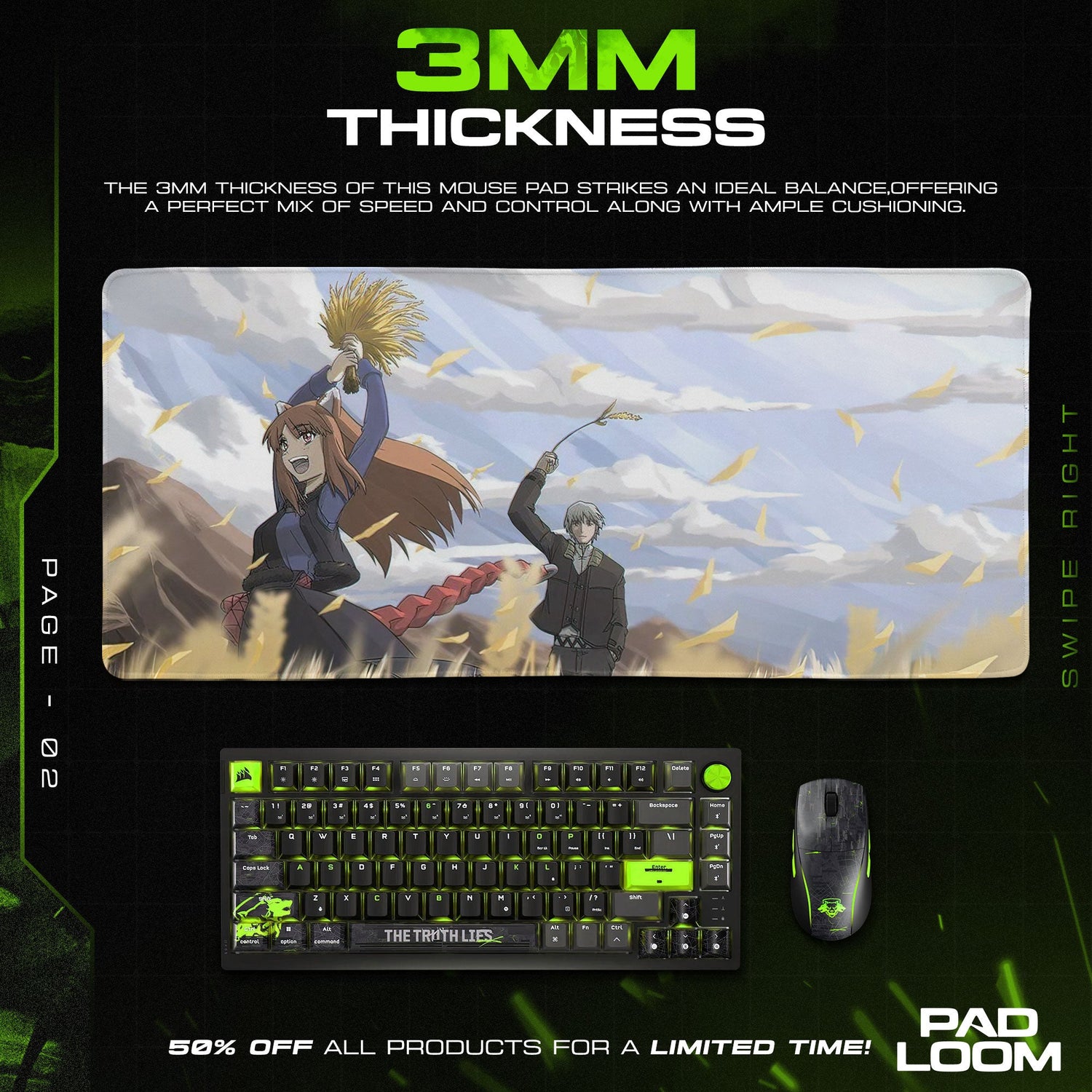 Holo Spice and Wolf Mouse Pad - Harvest Field Anime Desk Mat Padloom