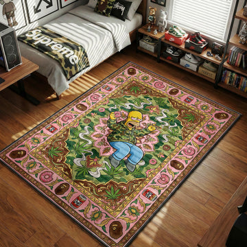 Homer Simpson Bape Camo Pink Green hypebeast area rug