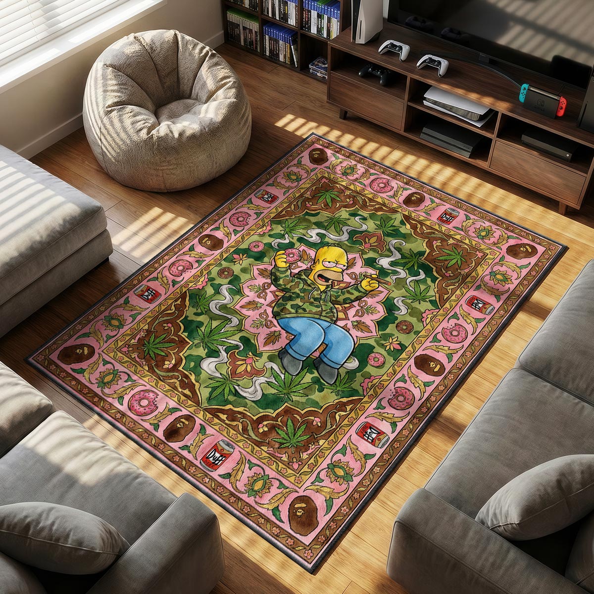 Homer Camo themed area rug for home decor fans