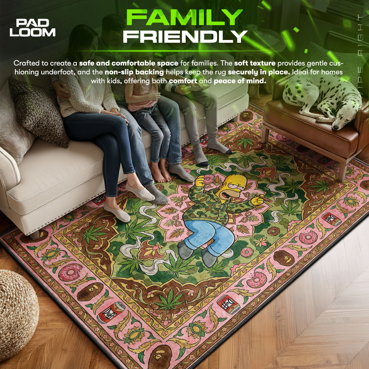 Homer area rug showing full home decor artwork