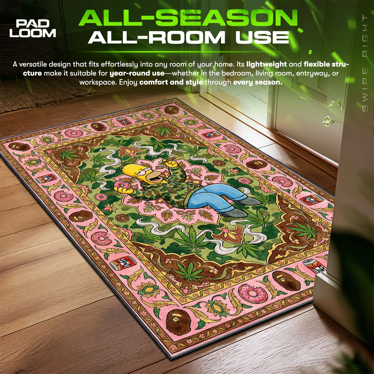 Homer Camo Donut Luxury Streetwear Floor fan rug — premium quality print