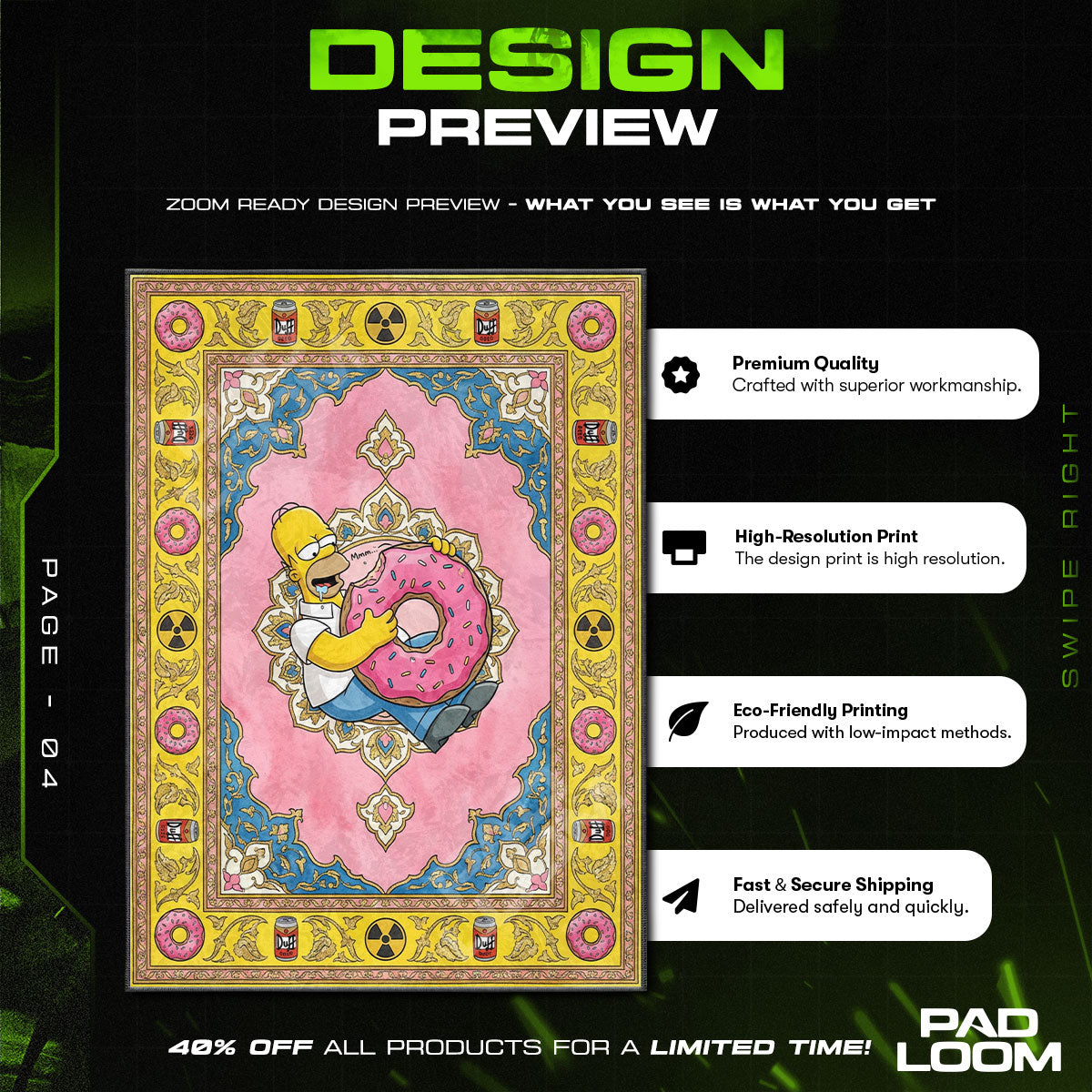 Room character design printed on rug