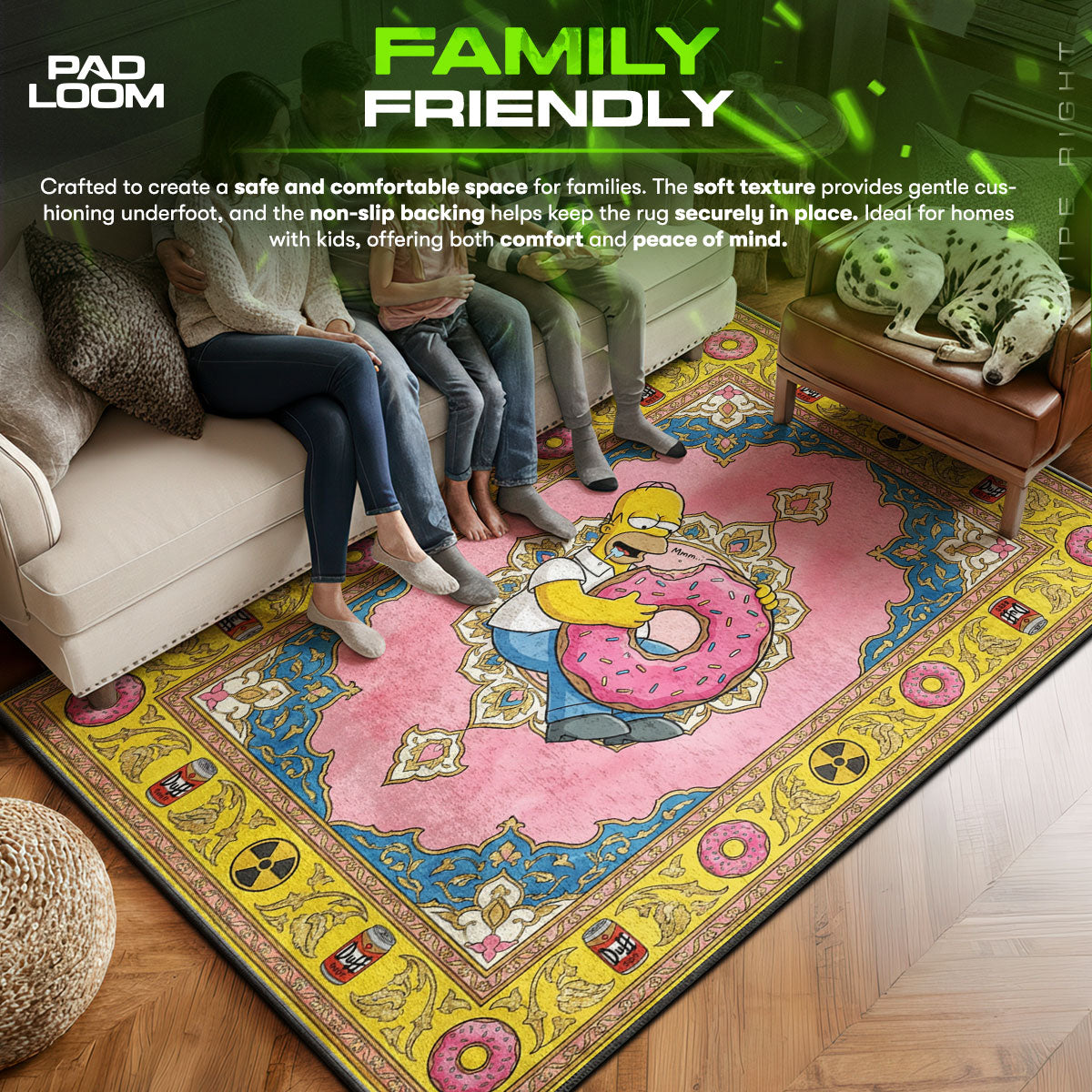 Homer area rug showing full home decor artwork