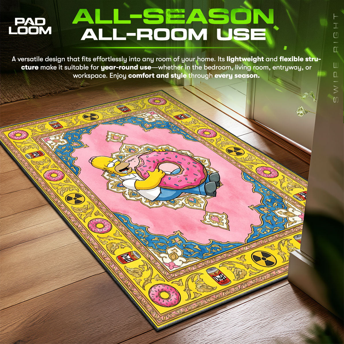 Homer Giant Donut Simpsons Room fan rug — premium quality print