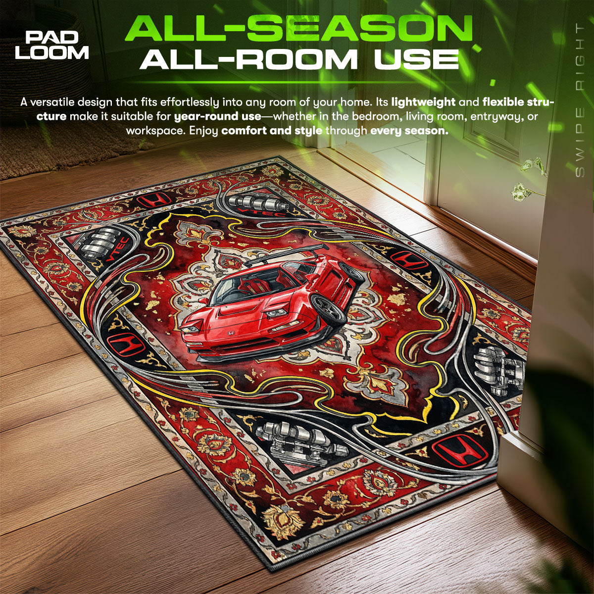 Honda NSX VTEC JDM Floor fan rug — premium quality print