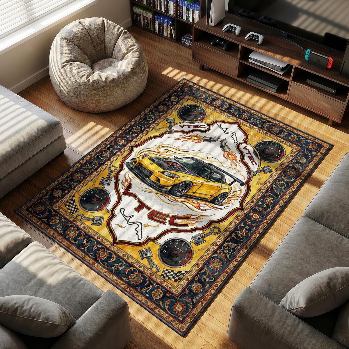 Honda S2000 themed area rug for home decor fans