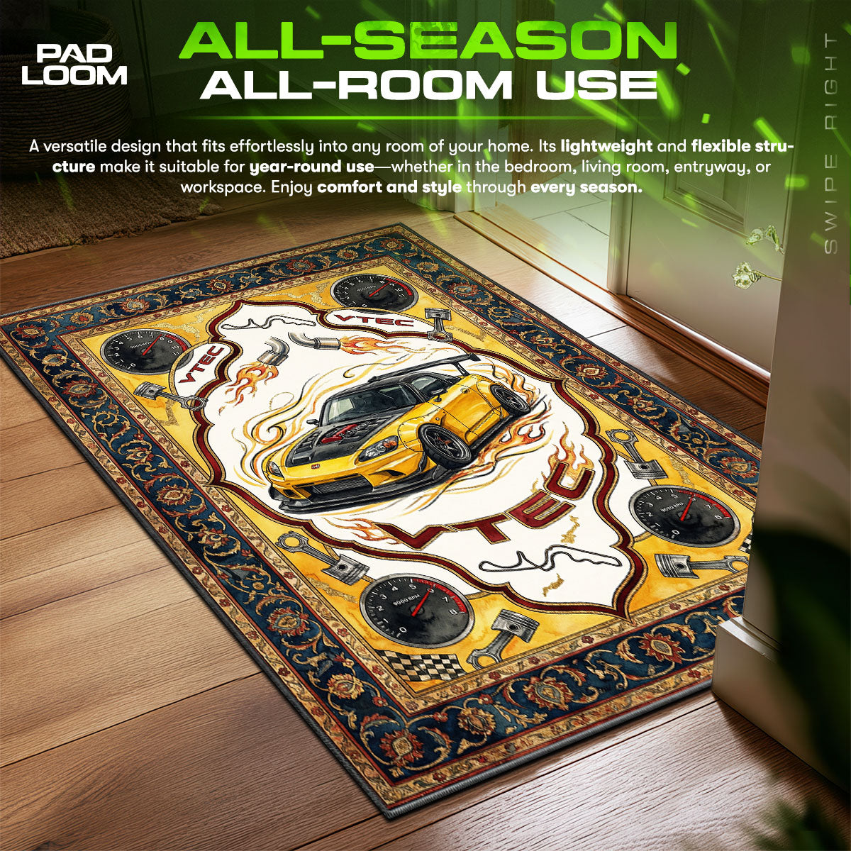 Honda S2000 Track JDM Floor fan rug — premium quality print