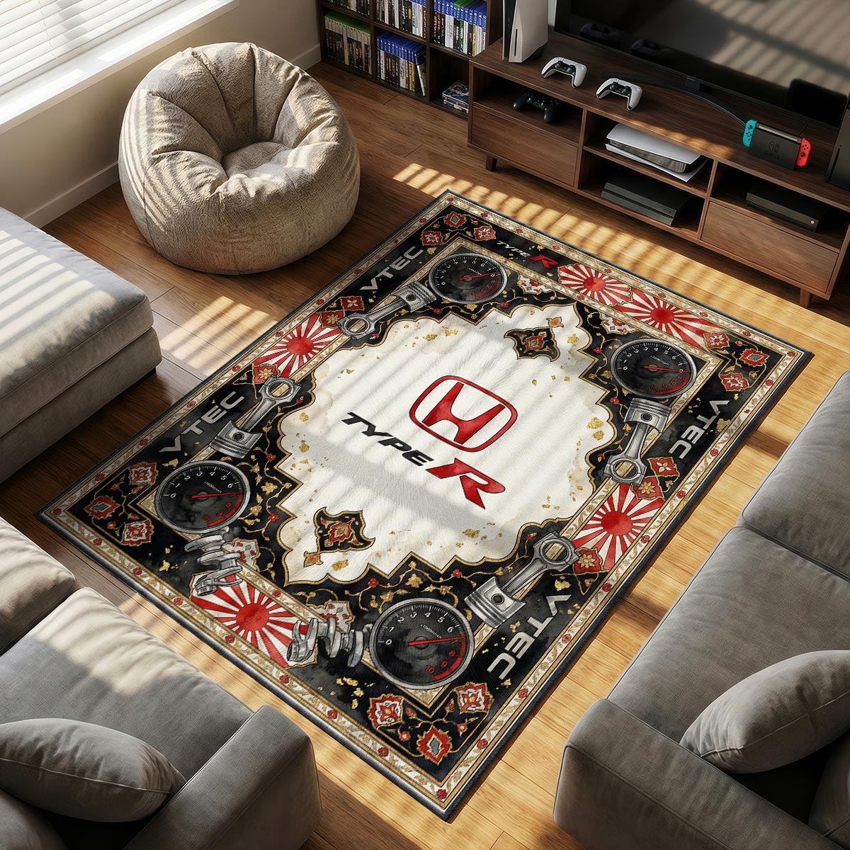 Honda Type themed area rug for home decor fans