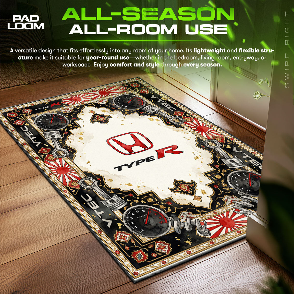 Honda Type R Logo JDM Floor fan rug — premium quality print