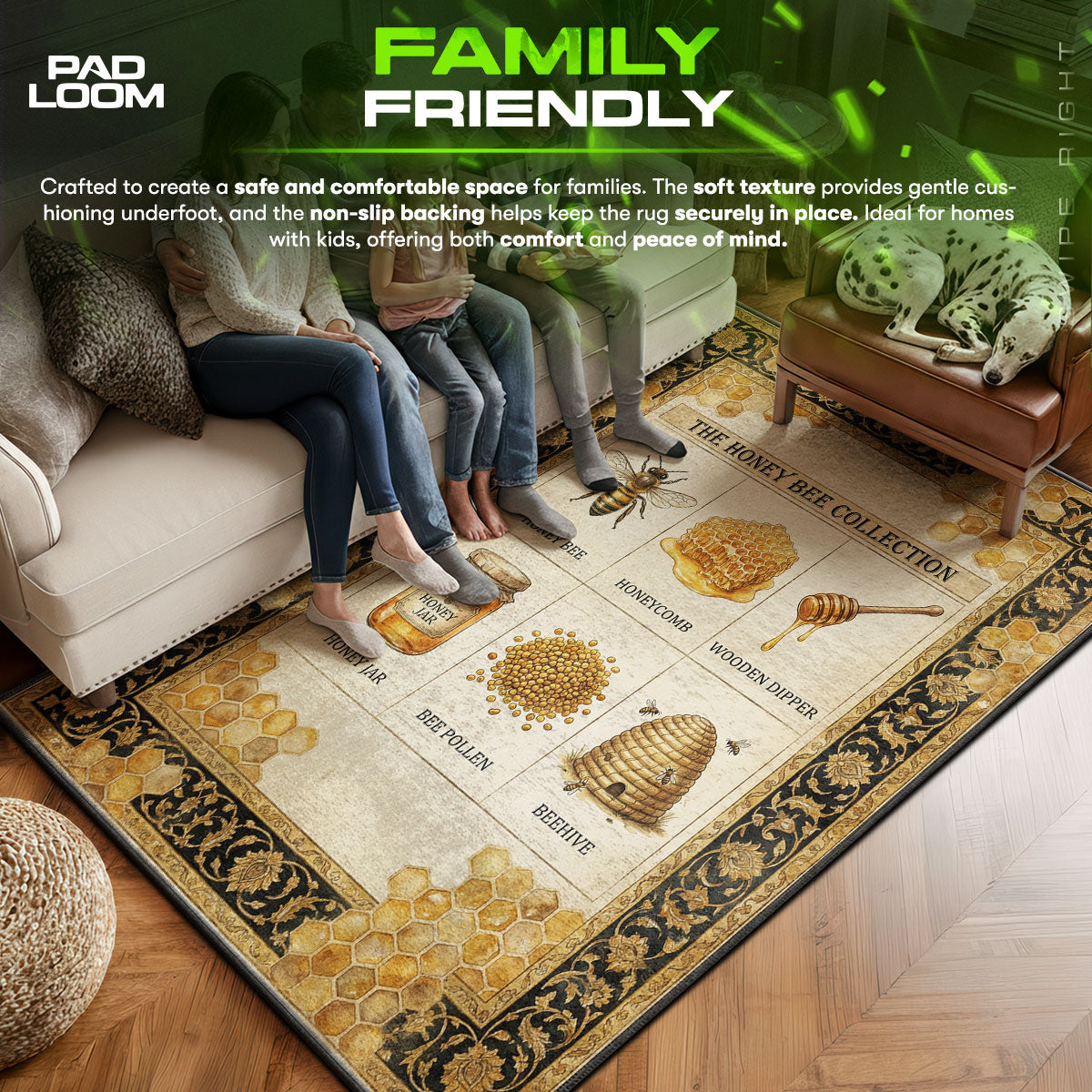 Floor character design printed on rug