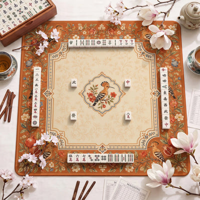 Wiedehopf-Granatapfel Mahjong-Matte - Mah-Jongg Tischmatte