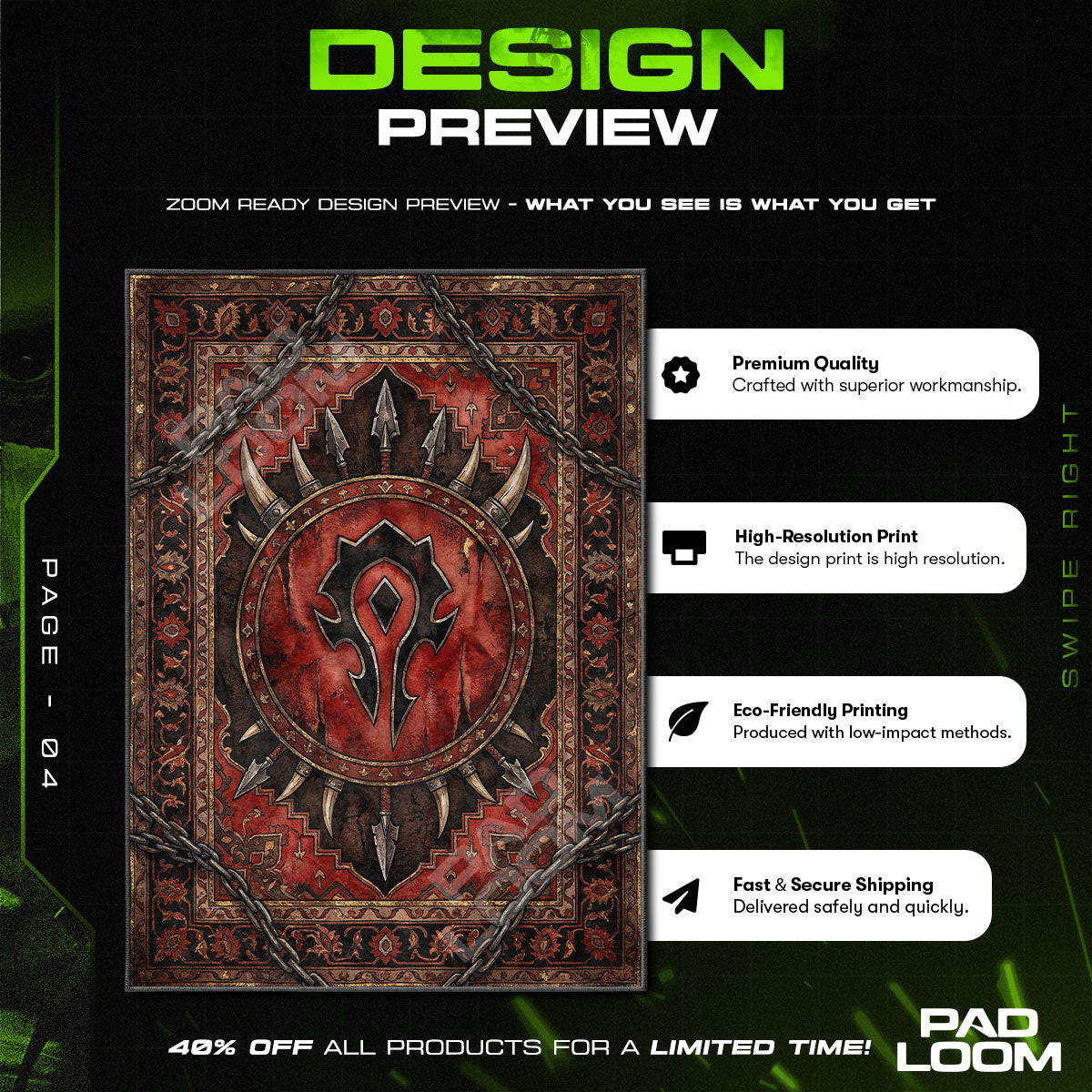 Horde Crest War Banner Rug - World of Warcraft Chair Mat