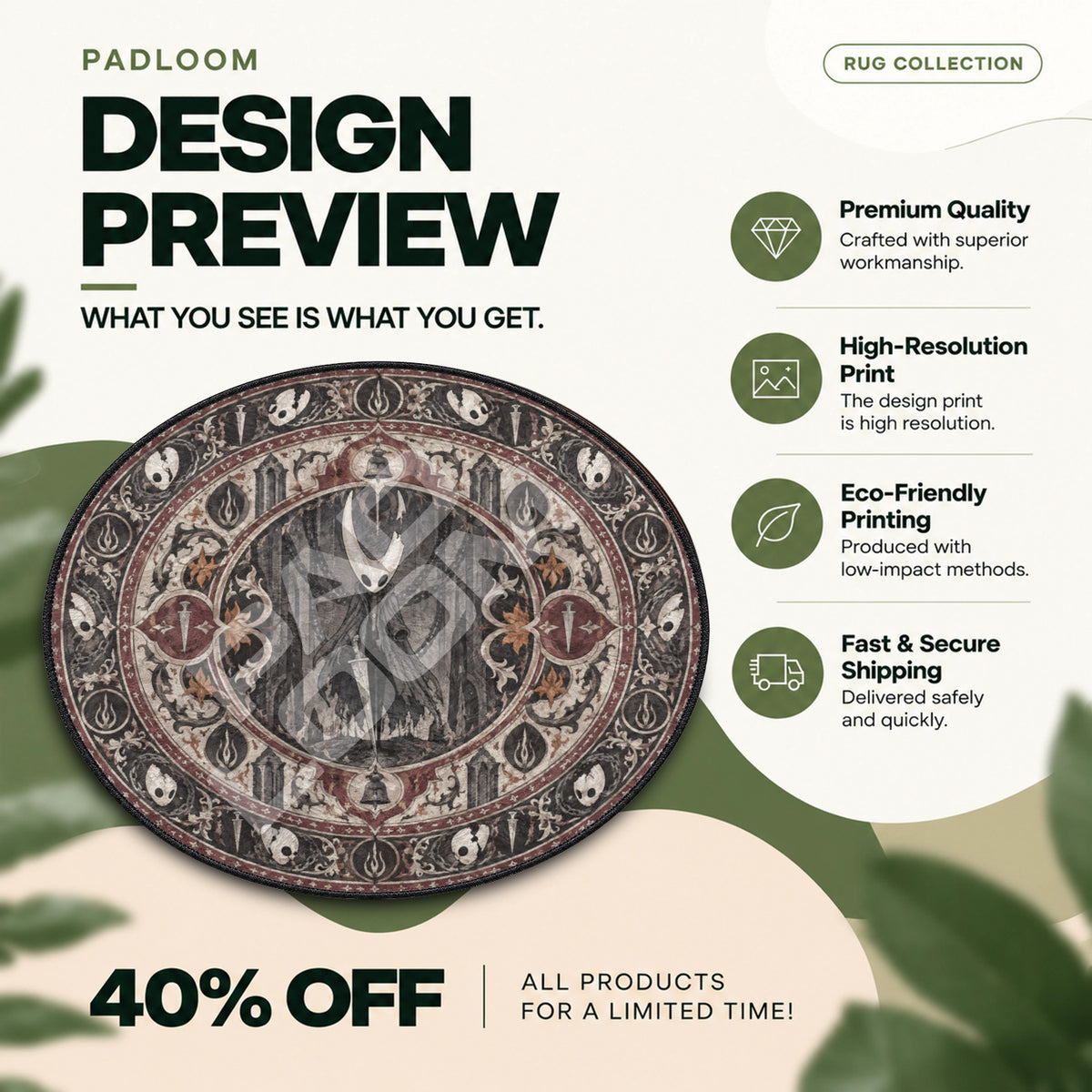 Hornet Chained Round Rug - Hollow Knight Chair Mat