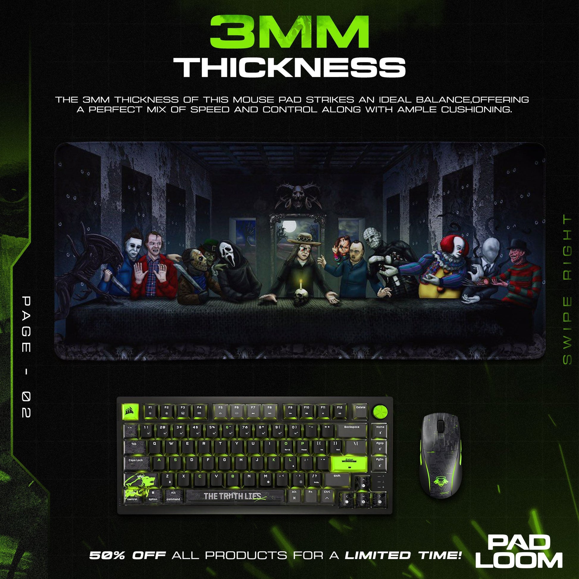 Horror Icons Mouse Pad - Dark Legends Gaming Mouse Pad Padloom