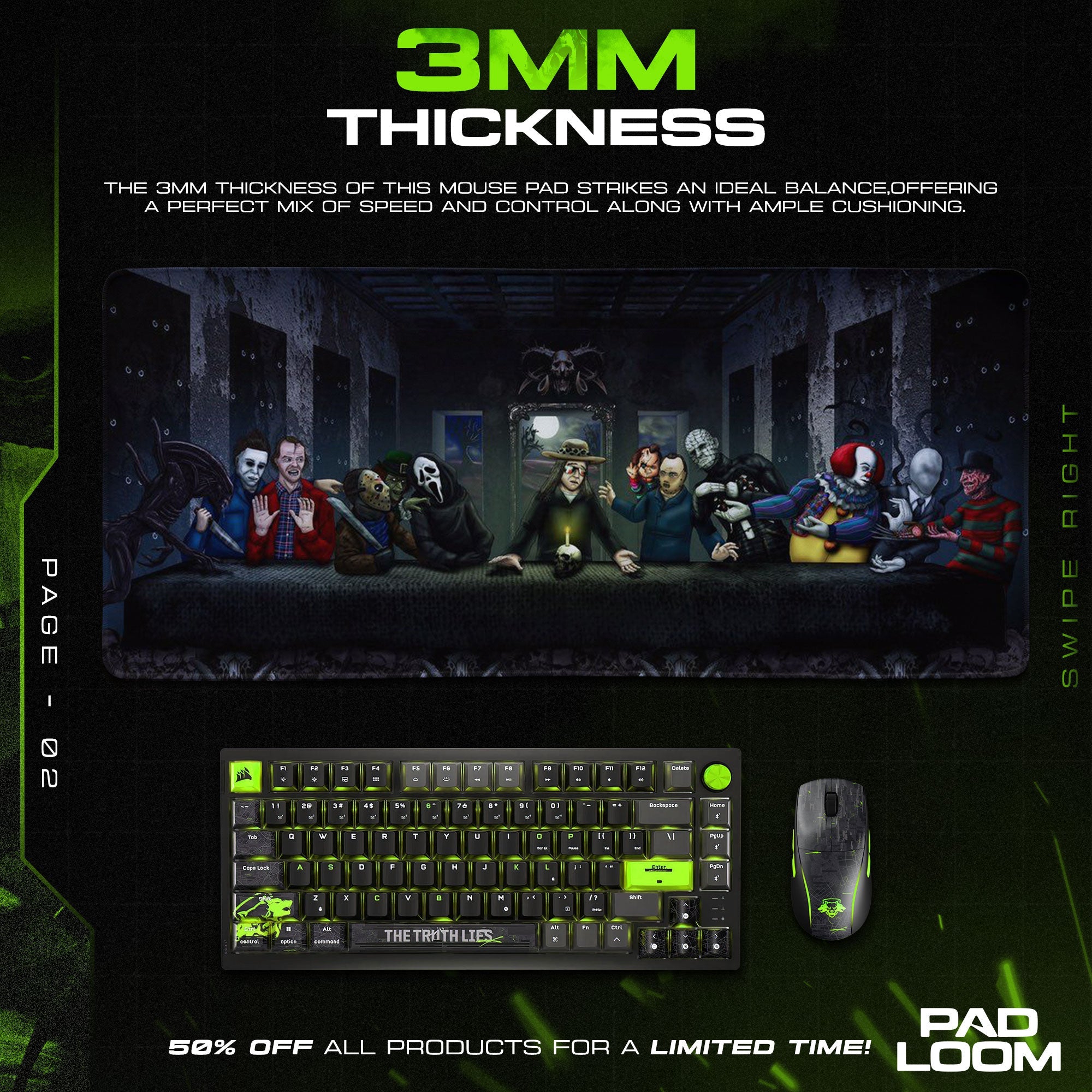 Horror Icons Mouse Pad - Dark Legends Gaming Mouse Pad Padloom