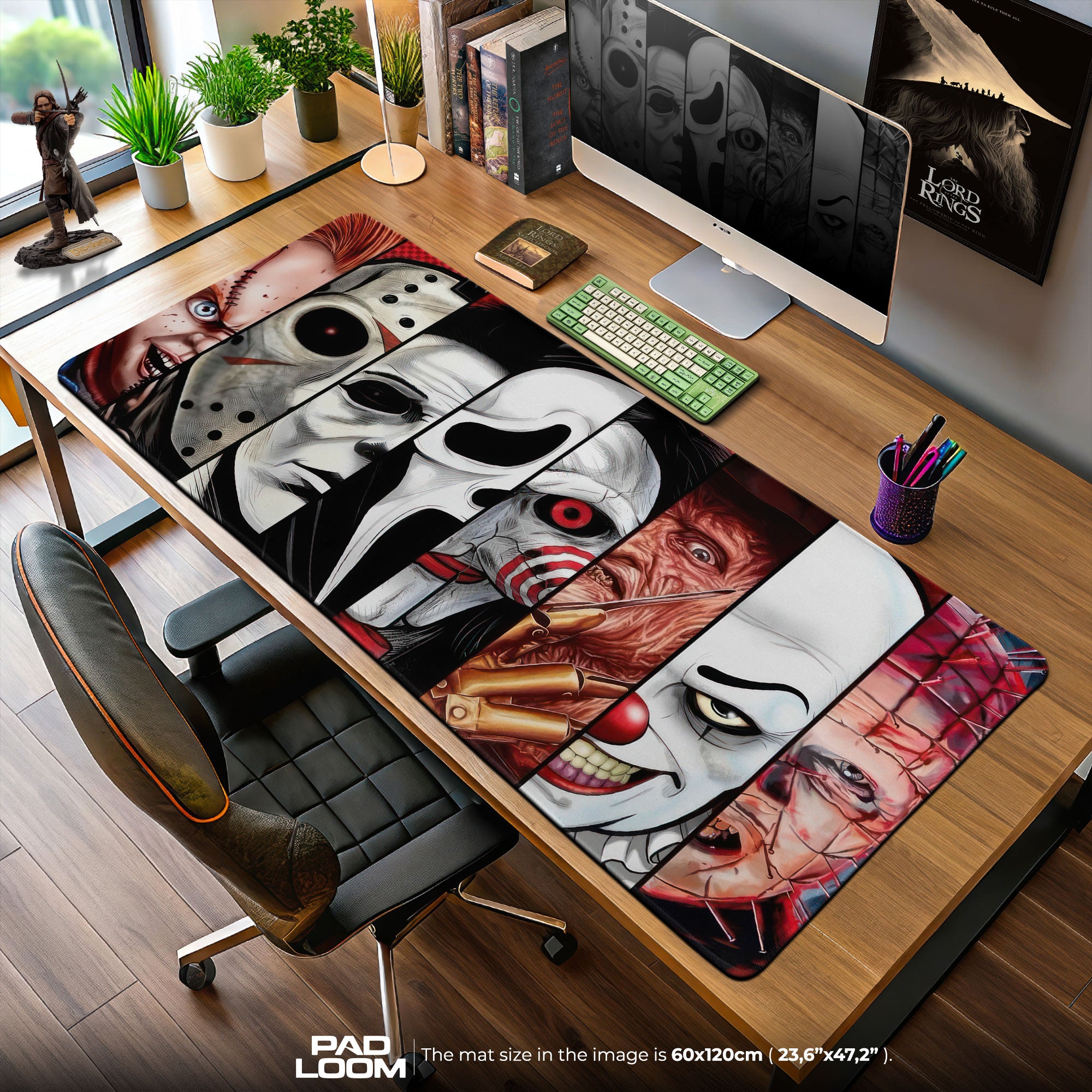 Horror Icons Face Lineup Mouse Pad, Gamer Desk Mat