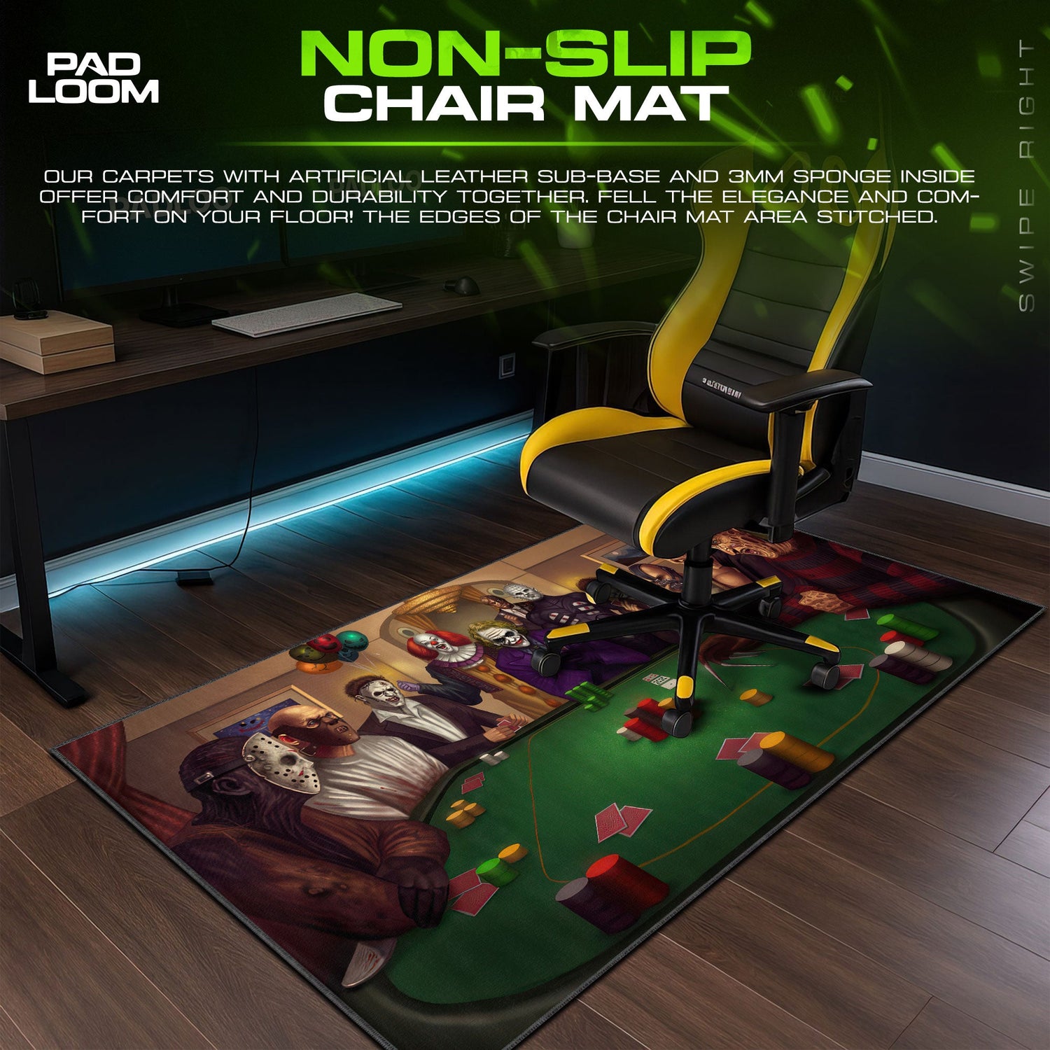 Horror Icons Poker Mouse Pad, Villain Showdown Gaming Desk Mat Padloom