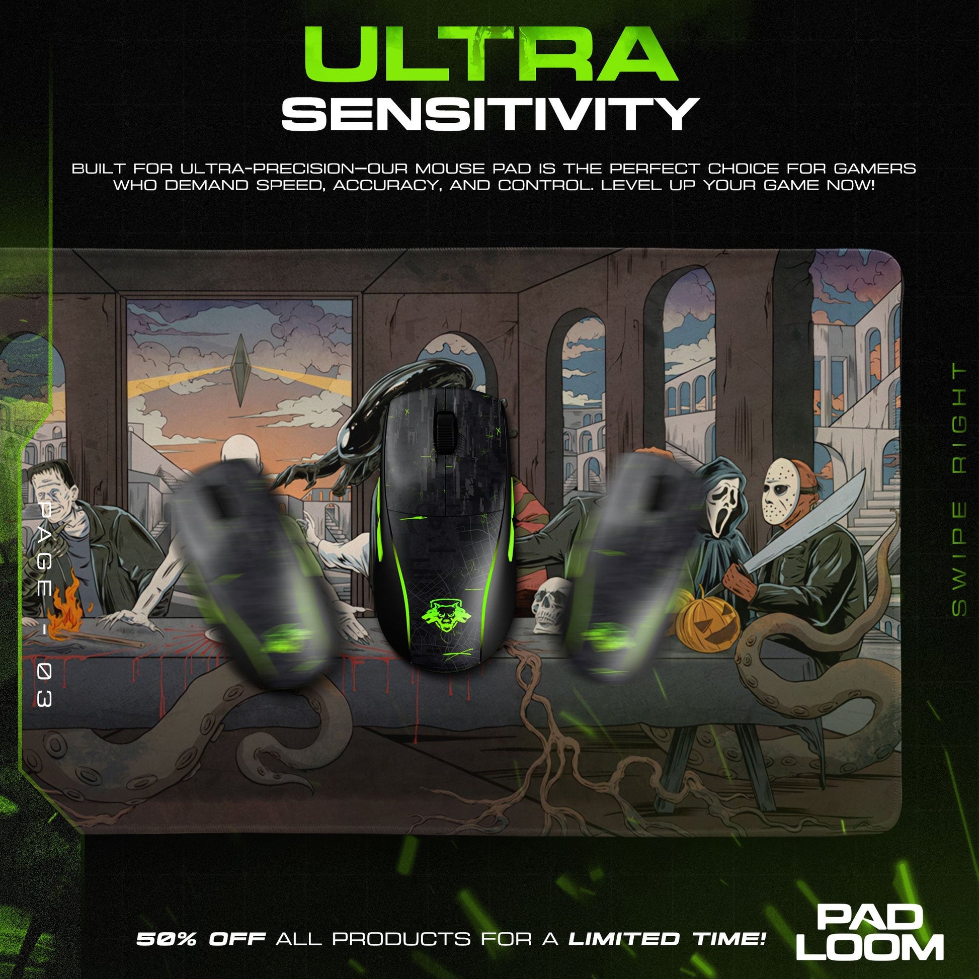 Horror Supper Mouse Pad - Dark Legends Gaming Mouse Pad Padloom