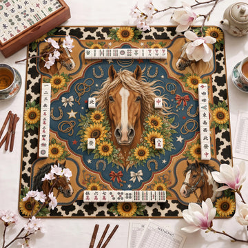 Horse Sunflower Mahjong Mat – neoprene mah jongg table mat