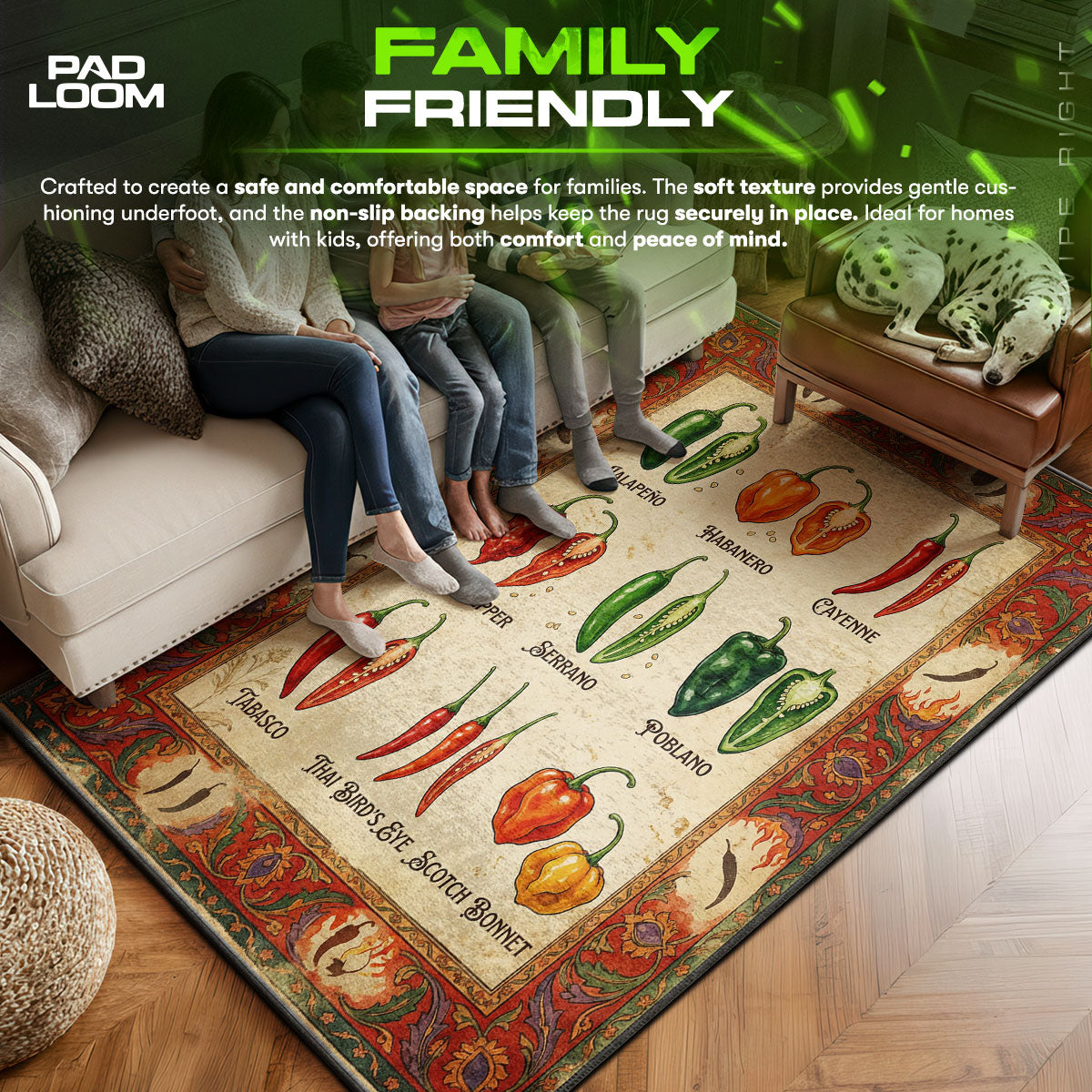 Floor character design printed on rug