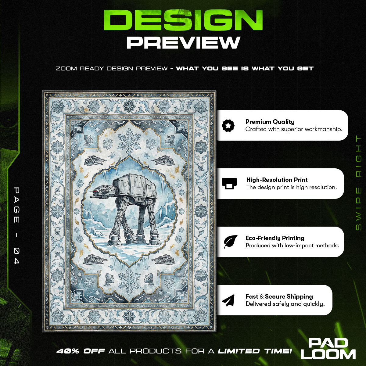 Room character design printed on rug