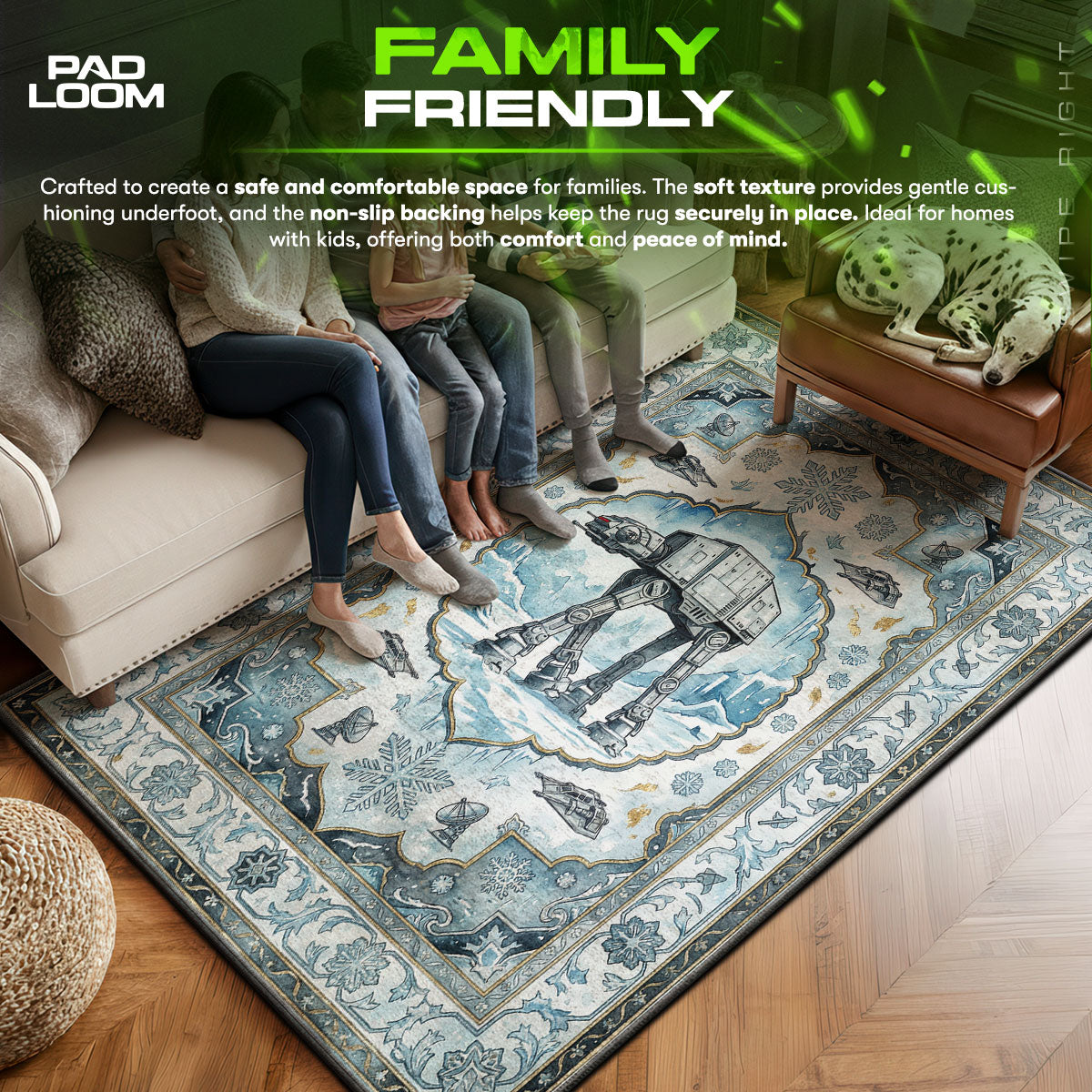 Hoth area rug showing full home decor artwork
