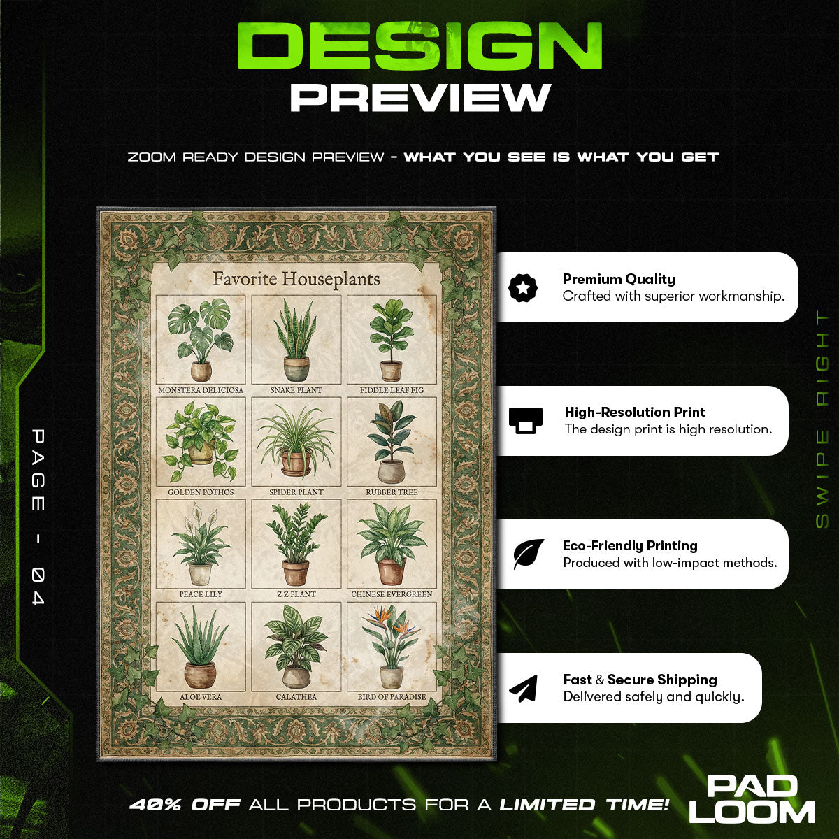 Houseplant Guide Botanical Kitchen Floor rug — main product view