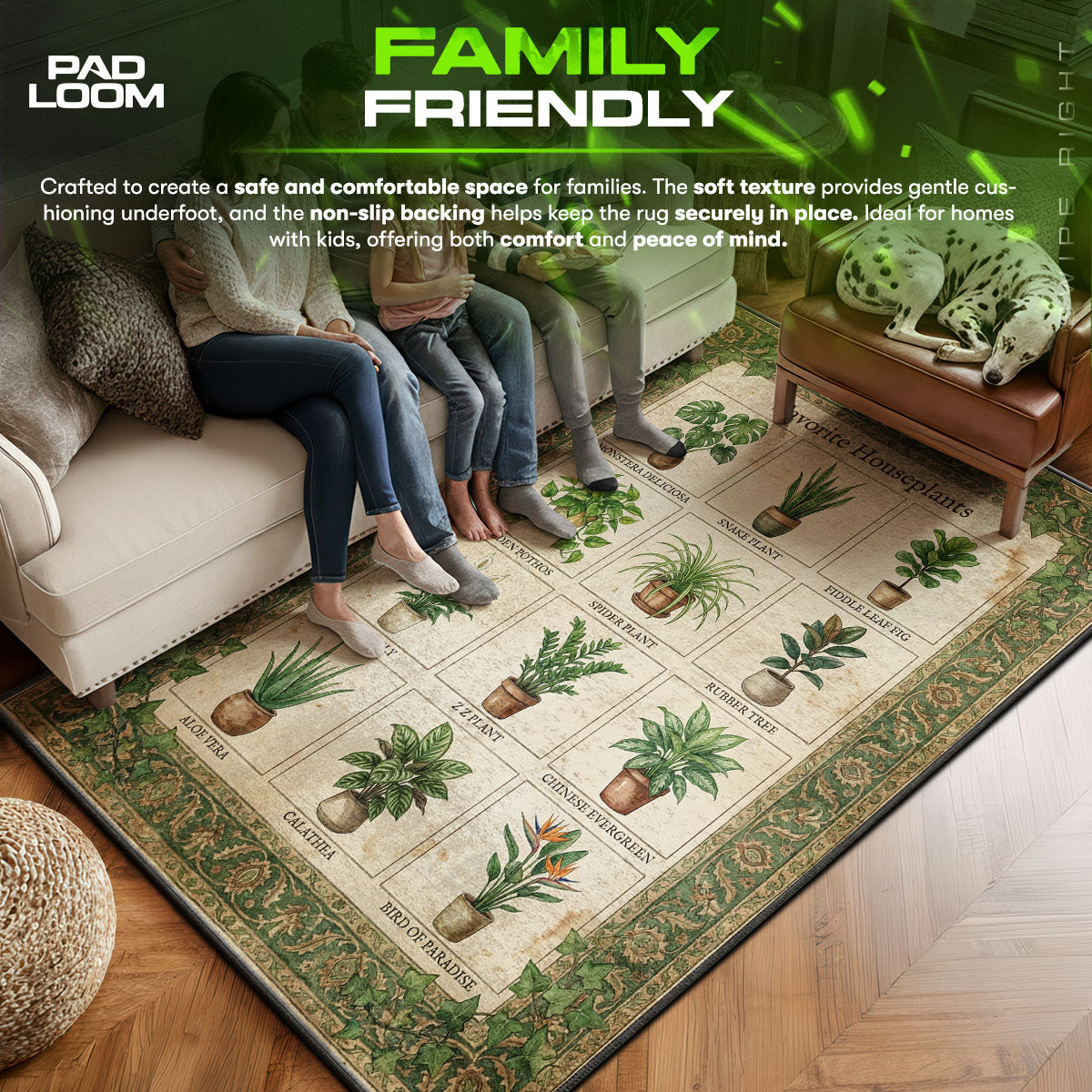 Floor character design printed on rug