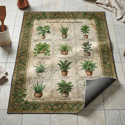 Houseplant Guide Rug — Botanical Kitchen Floor Mat