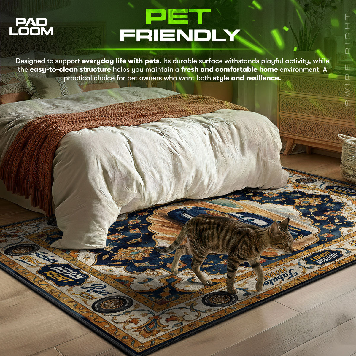 Hudson Hornet themed area rug for home decor fans