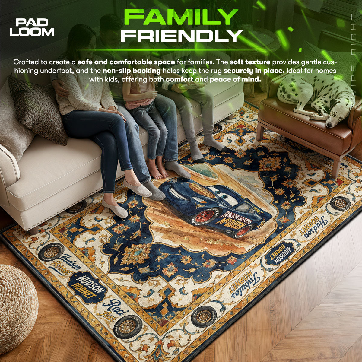 Bedroom character design printed on rug