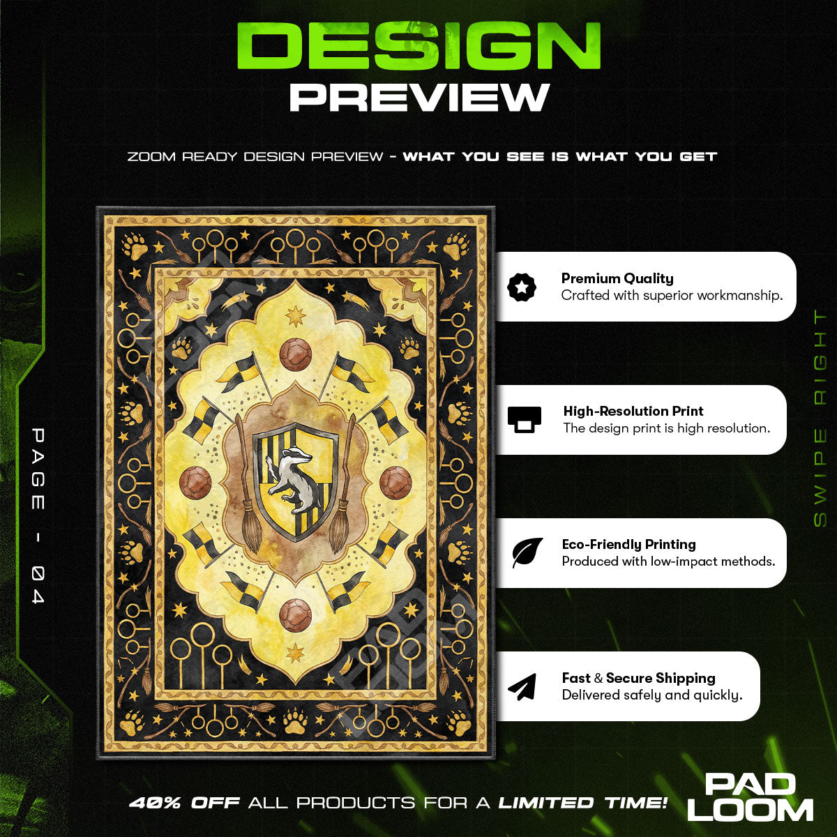 Room character design printed on rug