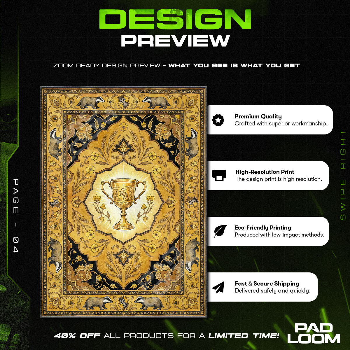 Room character design printed on rug