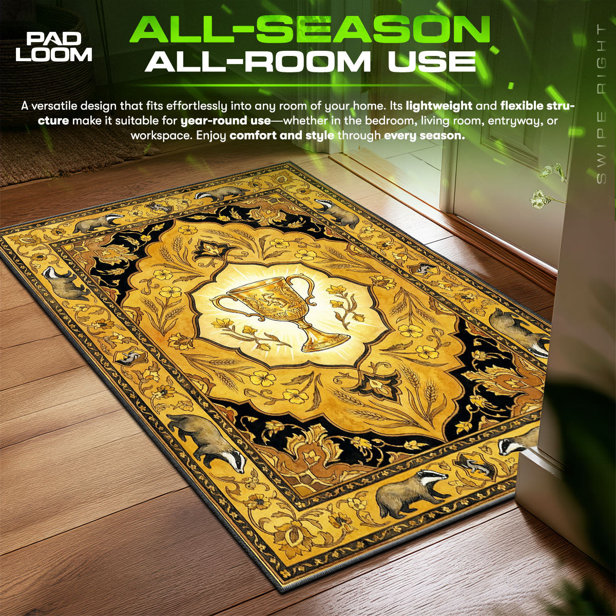 Hufflepuff Cup Tapestry Harry Potter Room fan rug — premium quality print