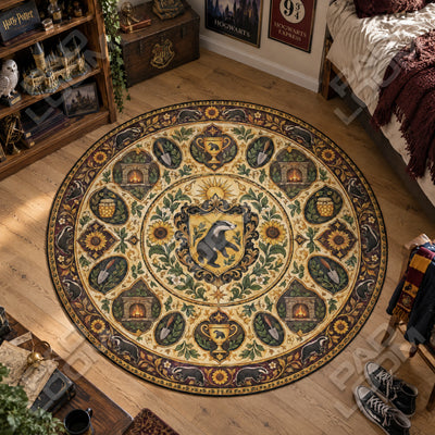 Hufflepuff Sunflower Round Rug - Harry Potter Chair Mat