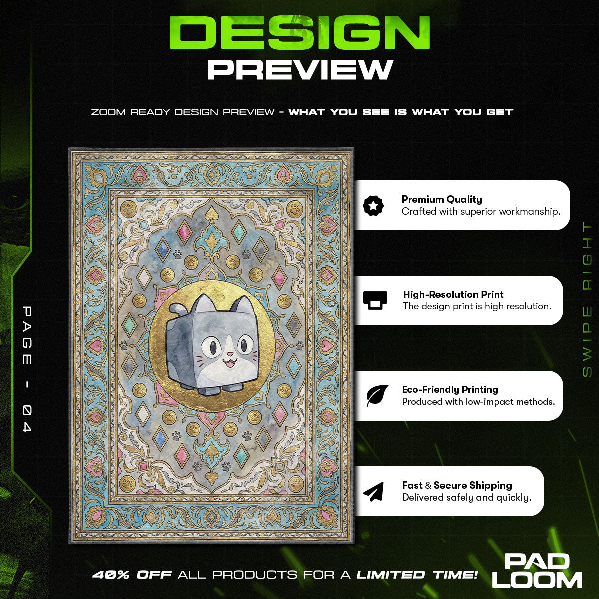 Huge Cat Royal Persian Rug - Pet Simulator Chair Mat