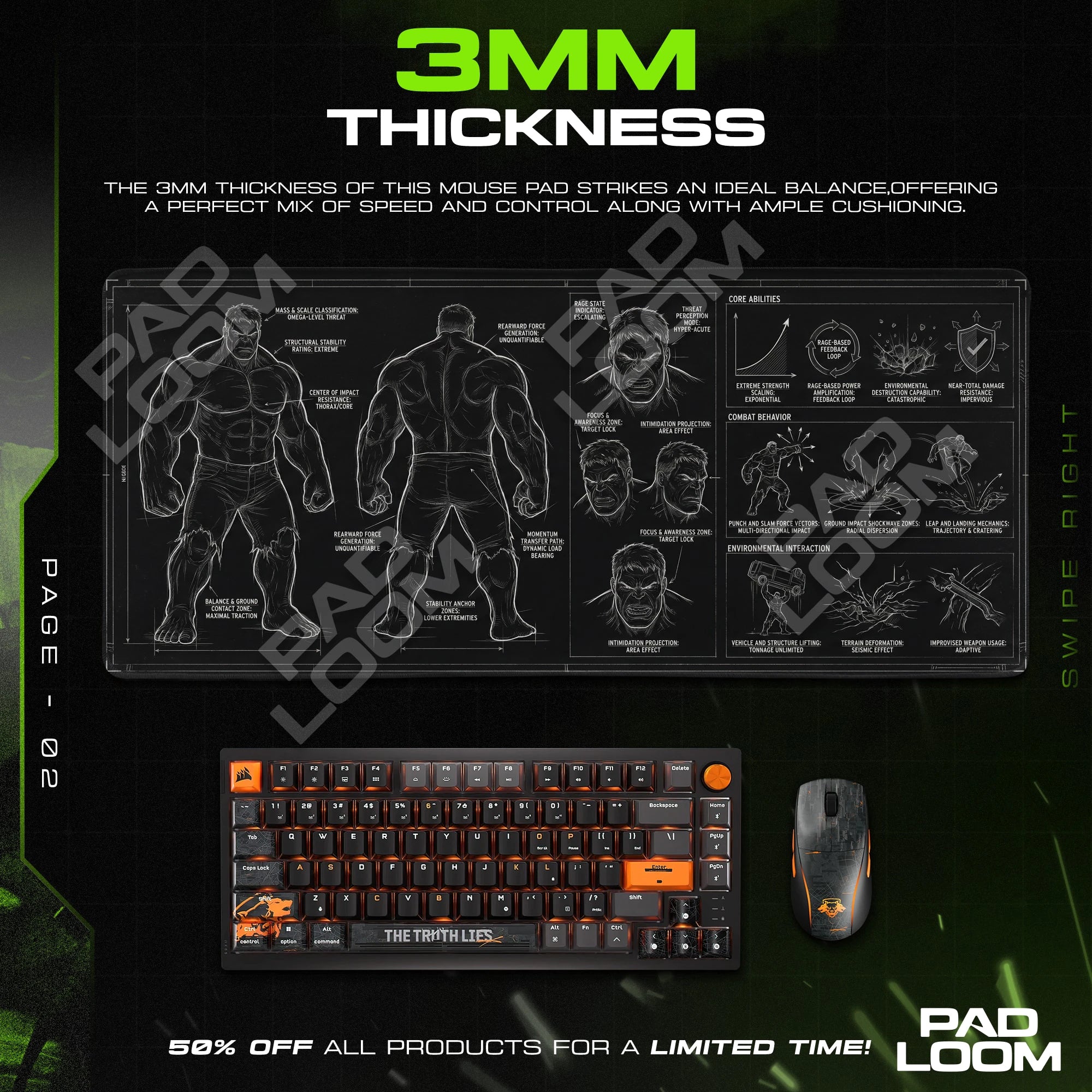 Hulk Combat Dossier Mouse Pad - Marvel Desk Mat
