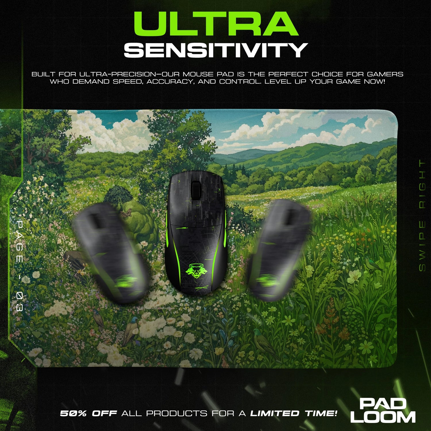 Hulk Meadow Calm Mouse Pad - Marvel Desk Mat