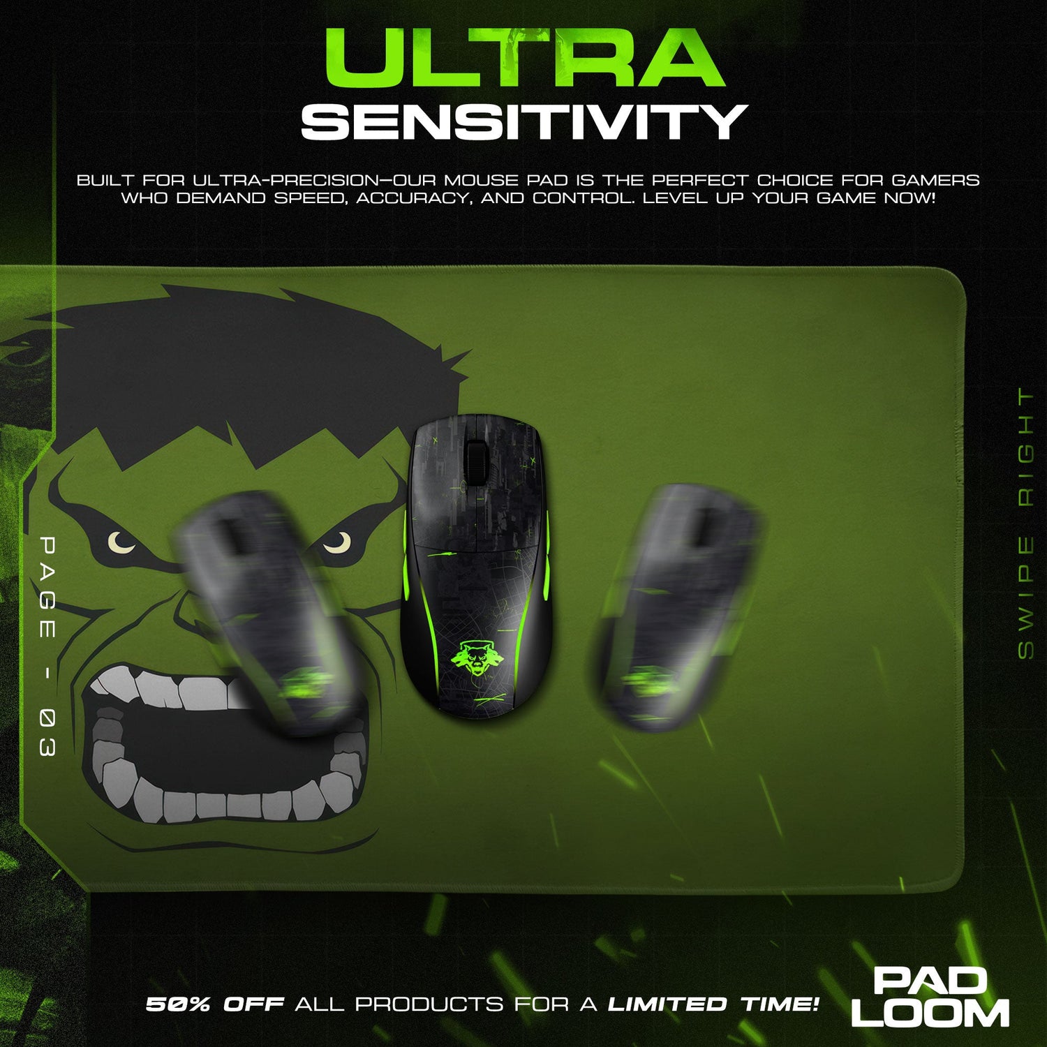 Hulk Mouse Pad, Rage Face Marvel Gaming Desk Mat Padloom