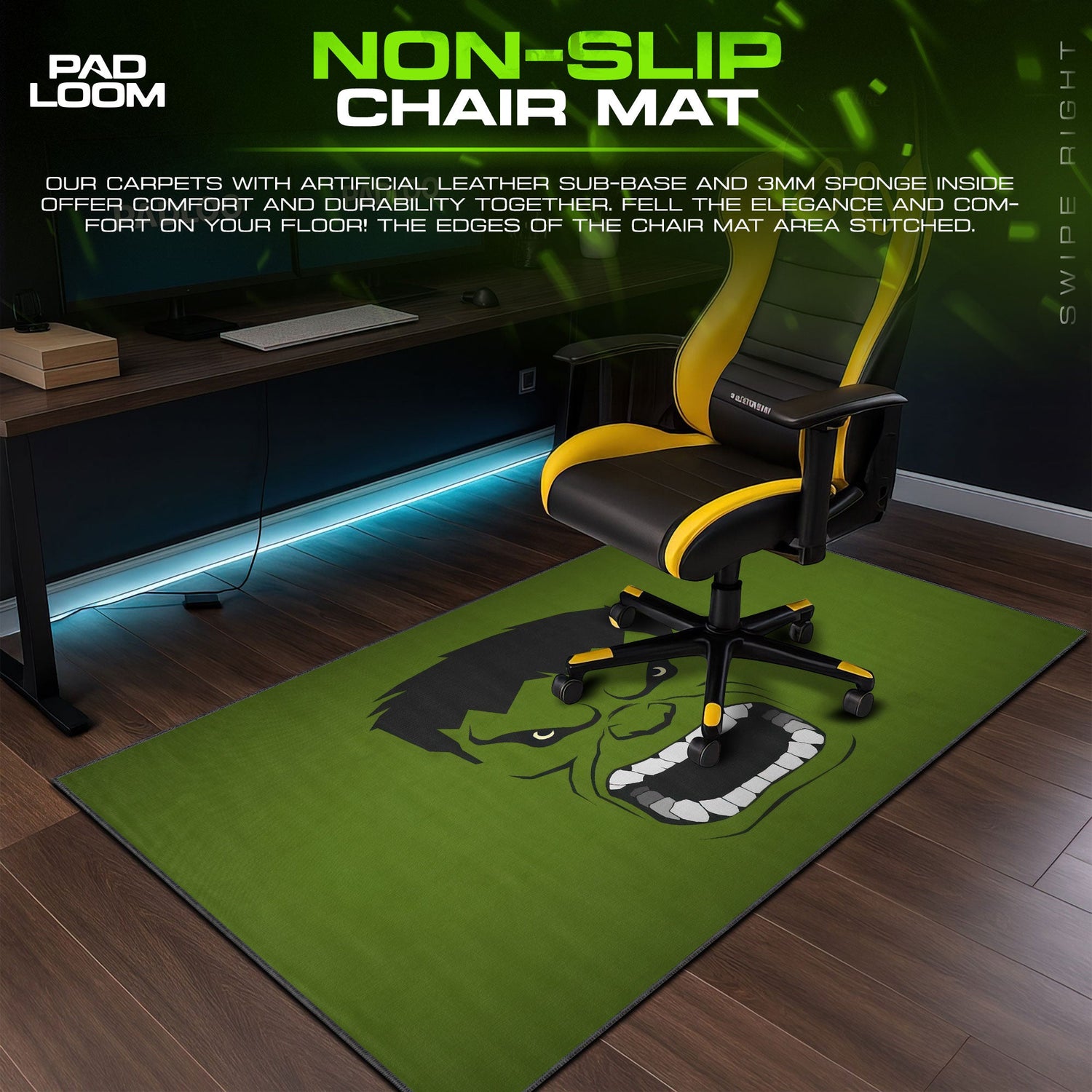 Hulk Mouse Pad, Rage Face Marvel Gaming Desk Mat Padloom