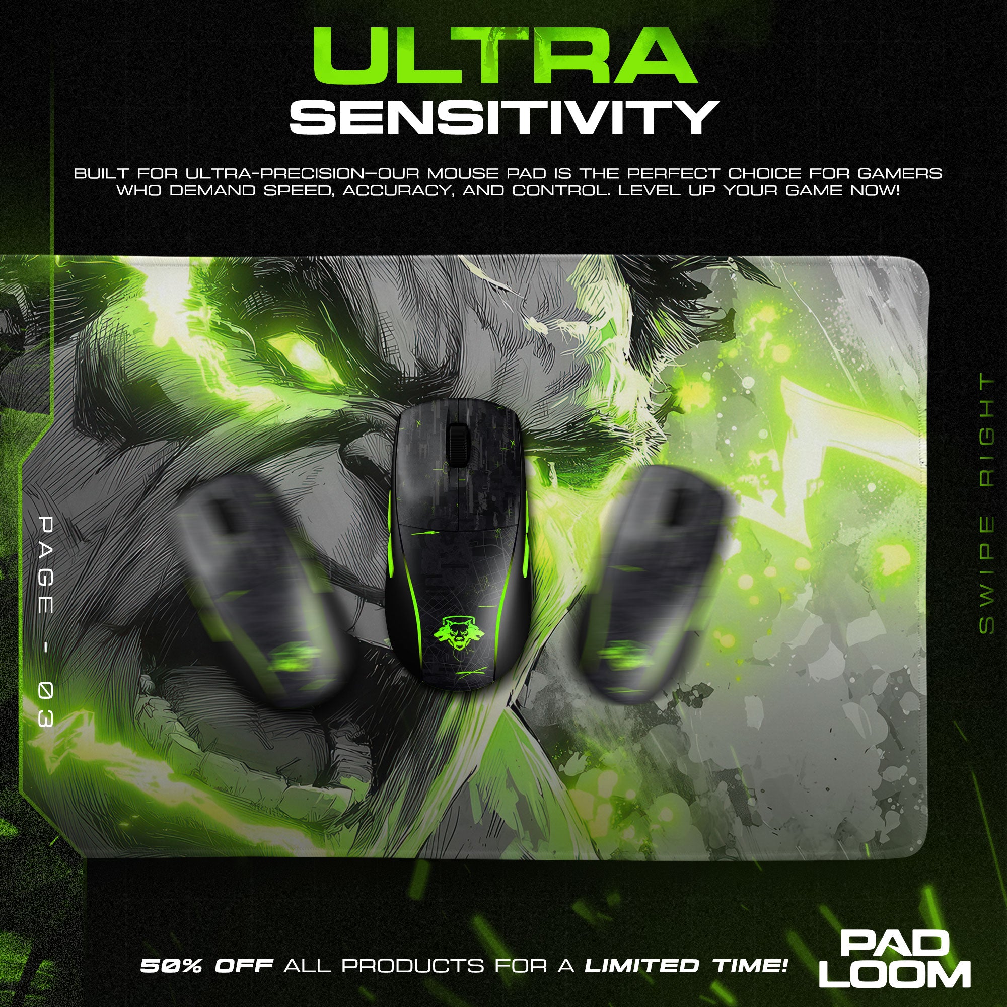 Hulk Rage - Gamma Burst Gaming Mouse Pad