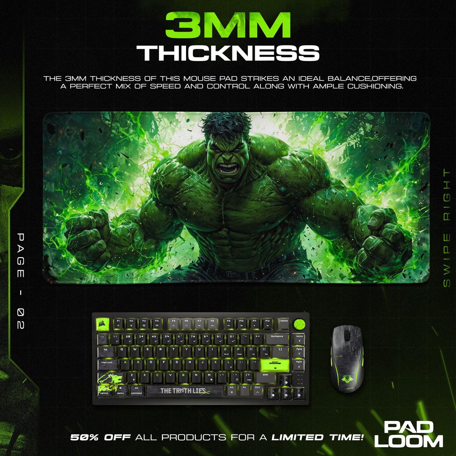 Hulk Smash themed desk mat for gaming fans
