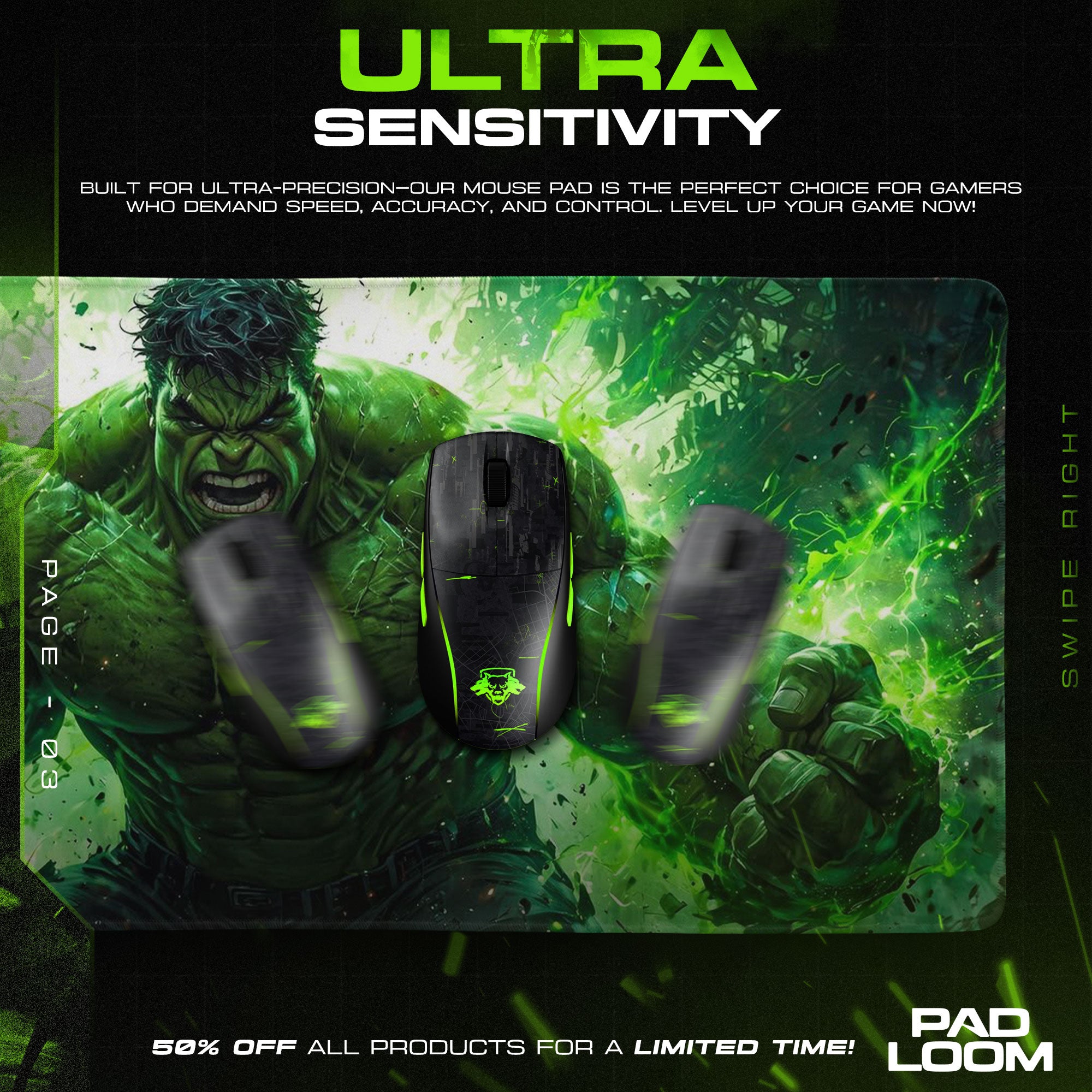 Hulk Smash - Gamma Surge Gaming Mouse Pad