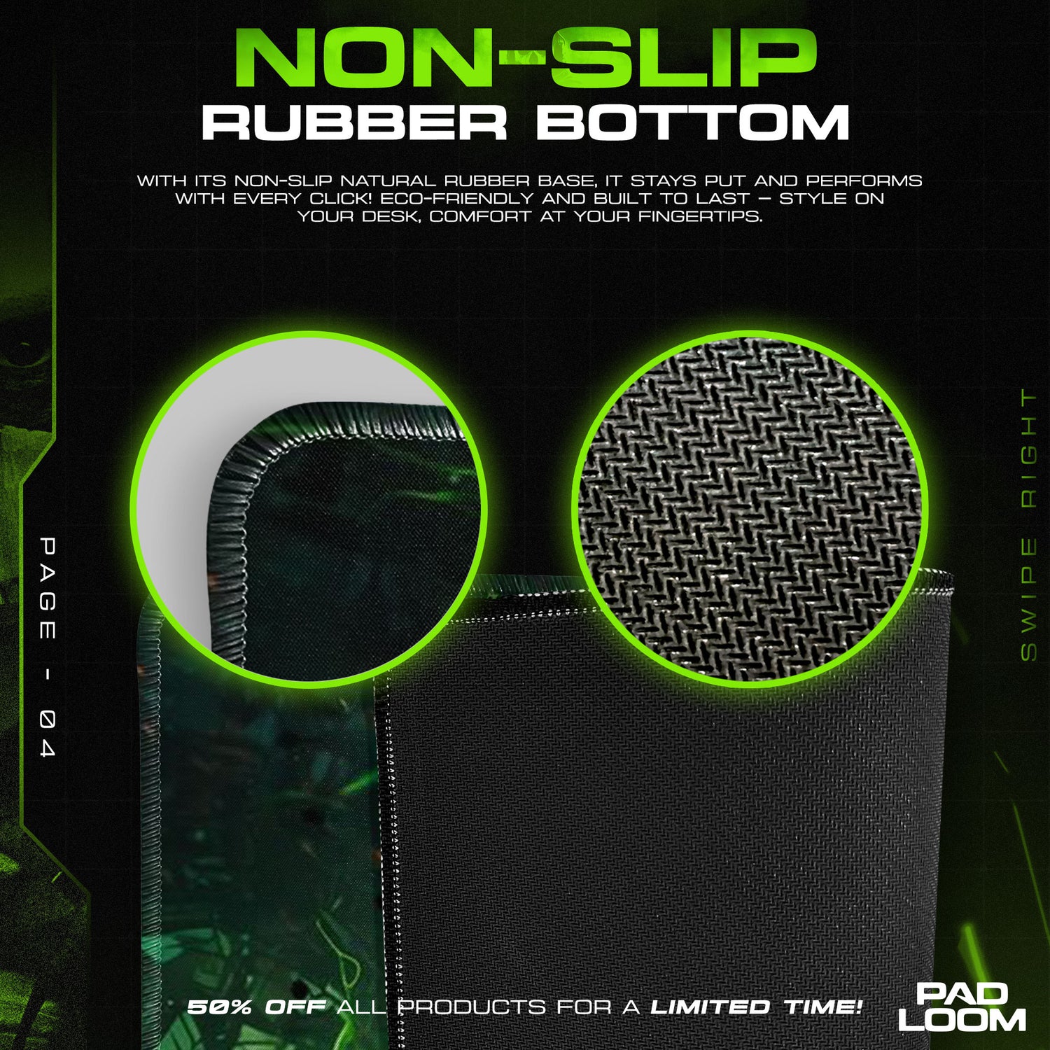Detailed close-up of Hulk mouse pad pattern