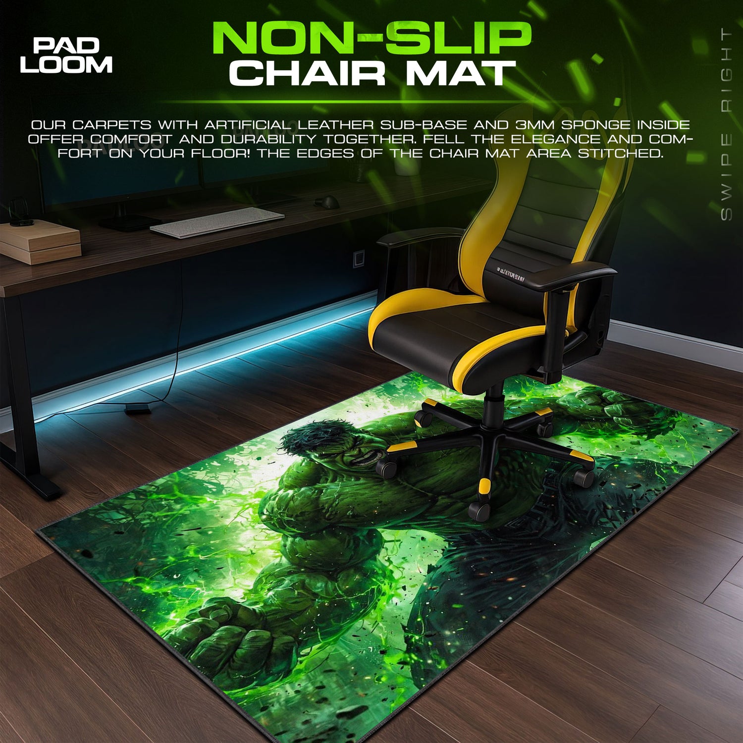 Hulk desk mat showing full gaming artwork